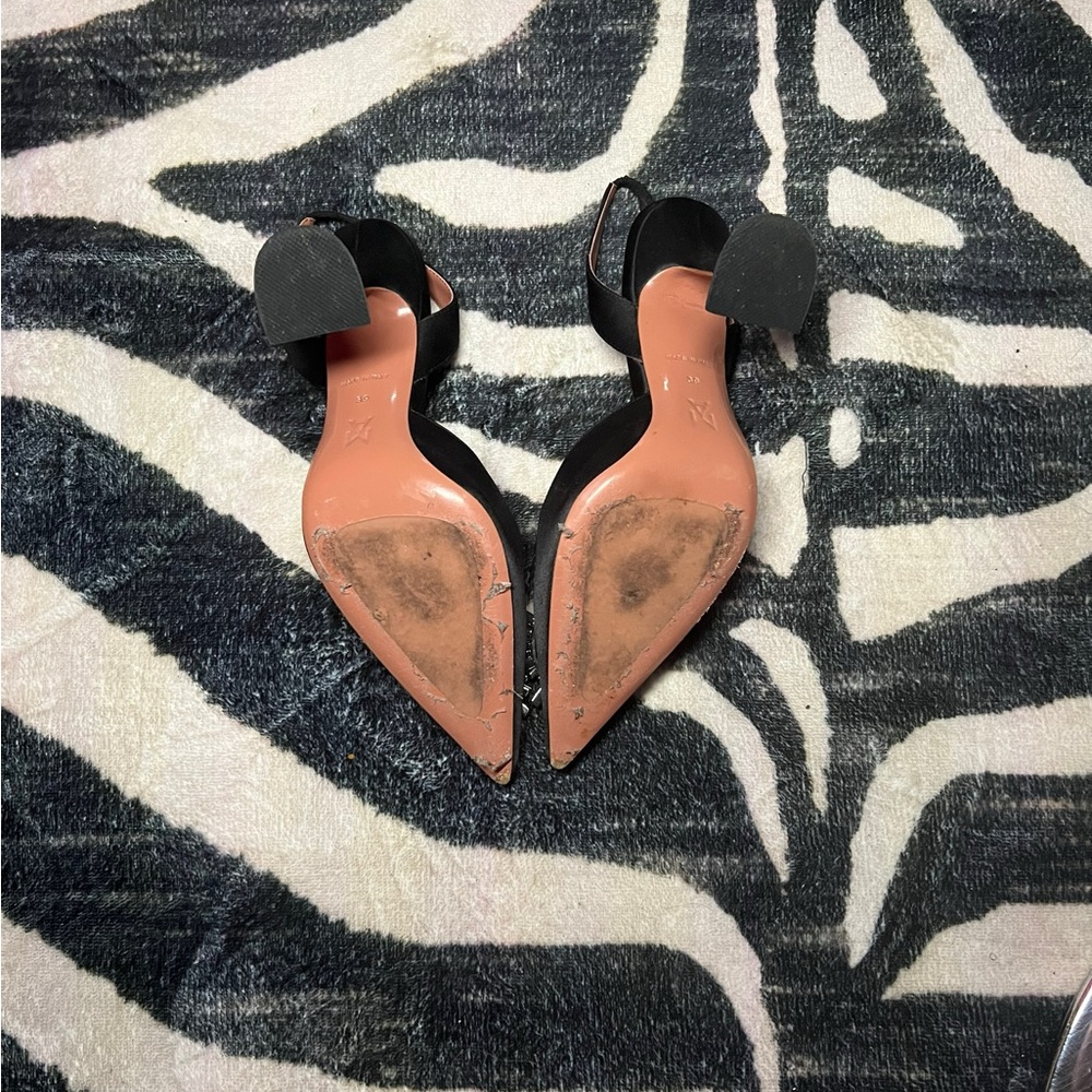 Amina Muaddi Satin Crystal Slingback - Picture 4 of 4